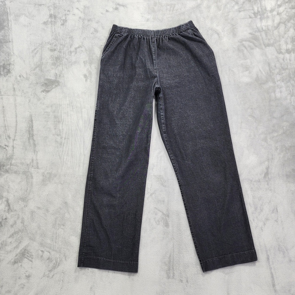 Vintage Alfred Dunner Jeans Womens 12 Black High Rise Straight Pull On Stretch